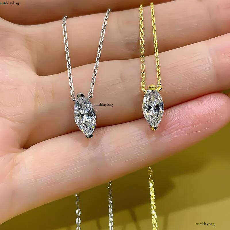 Choucong Brand New Solitaire Pendant Jewelry Sterling Sier Gold Marquise White 5A Cubic Zircon CZ Dia Gemstones Party Women Clavicle Necklace