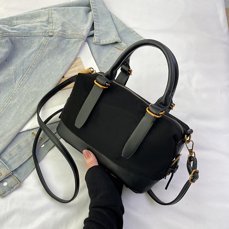 Vintage Suede Handbag For Women Winter New Cross-border Luxury Designer Bag Bag Bowling Bag Simple Shoulder Crossbody Pillow Bag