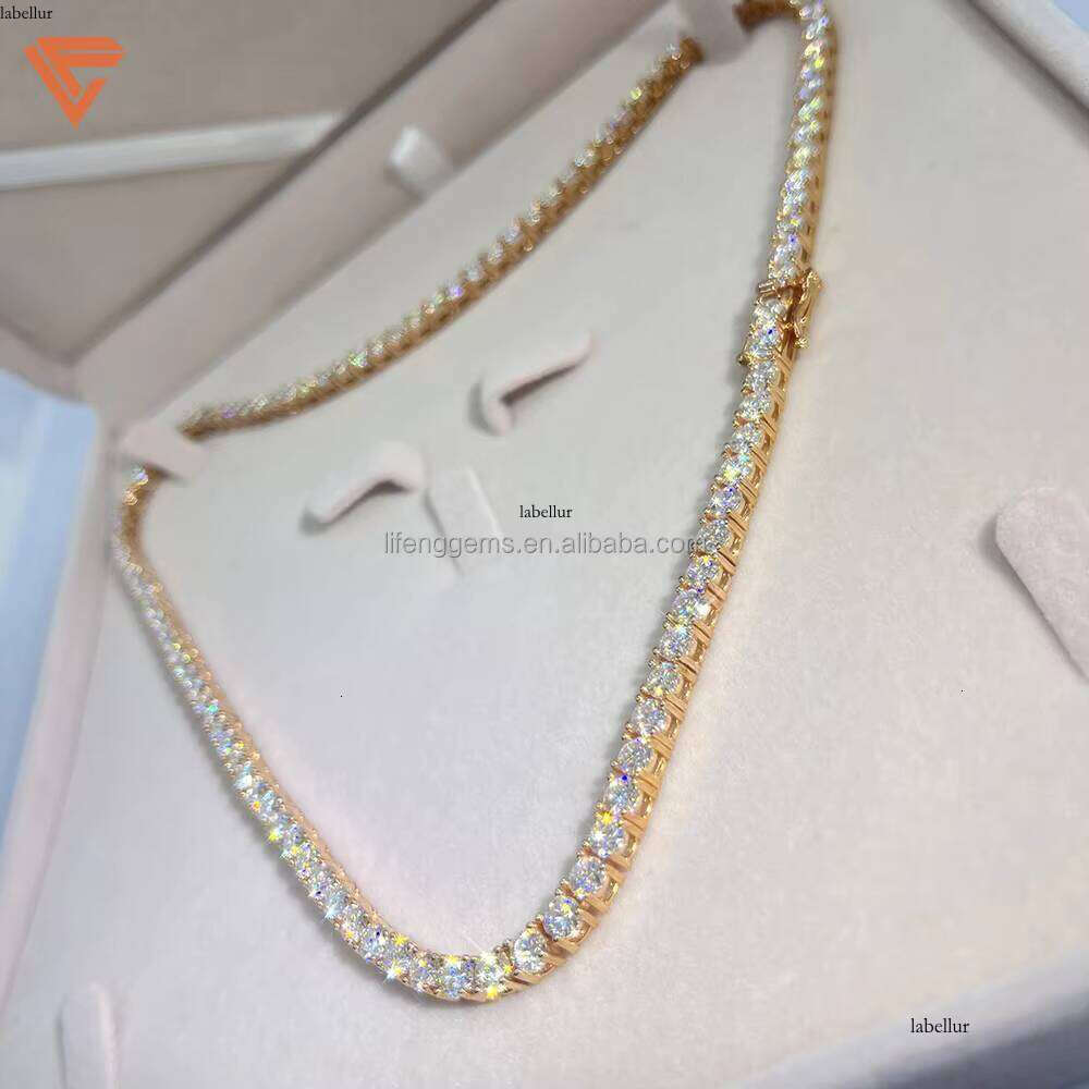 Lifeng jewelry Hot Sale men women necklace Ice 4MM VVS Moissanite Chain Sier Dia Tennis Necklace