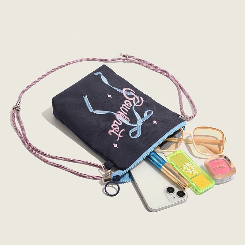 Cute Fashion Canvas with Bowknot Casual Phone for Women Commuting Shoulder Bag ddmymoon