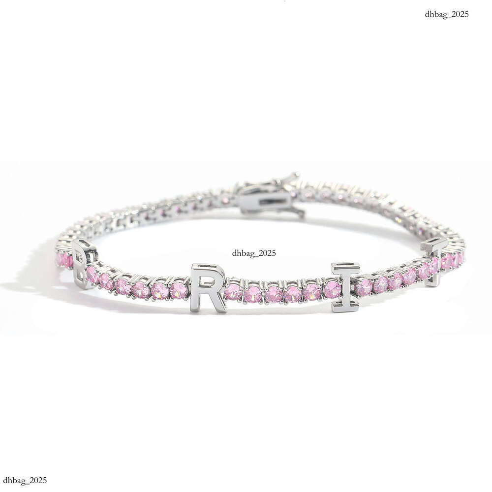 3MM Tennis Chain Private 26 English Letter Personalized DIY Trendy Hip Hop Bracelet