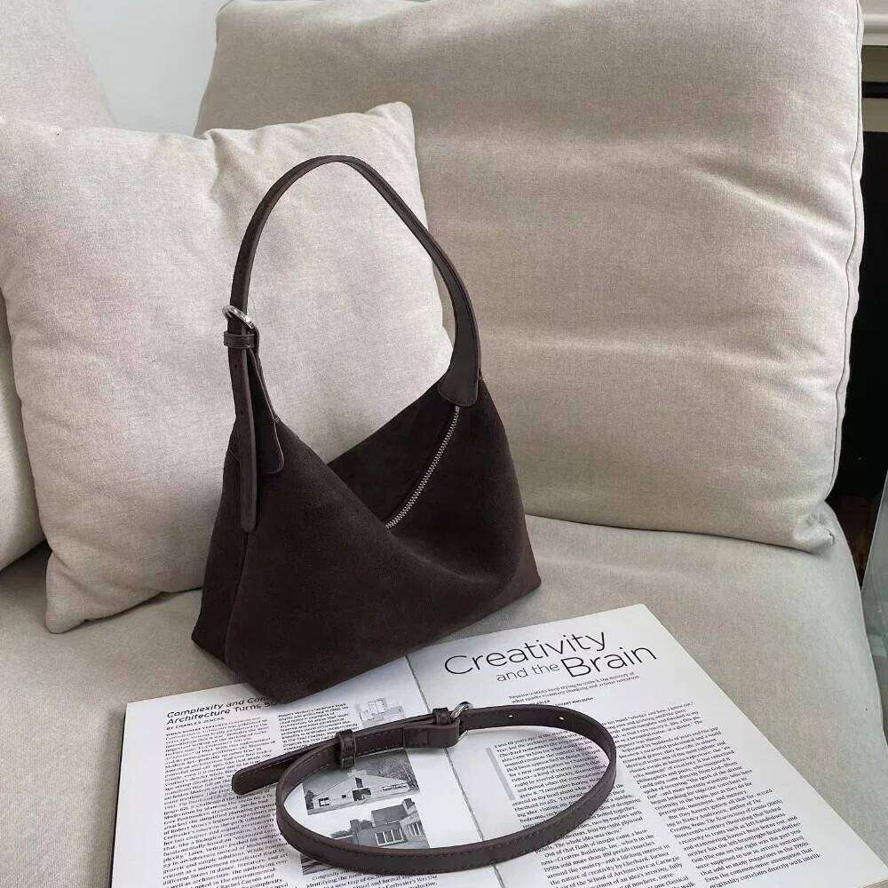 New Maroon Color Casual Shoulder Bag with Extend Strap Genuine Suede Cow Leather Women Handbag Soft