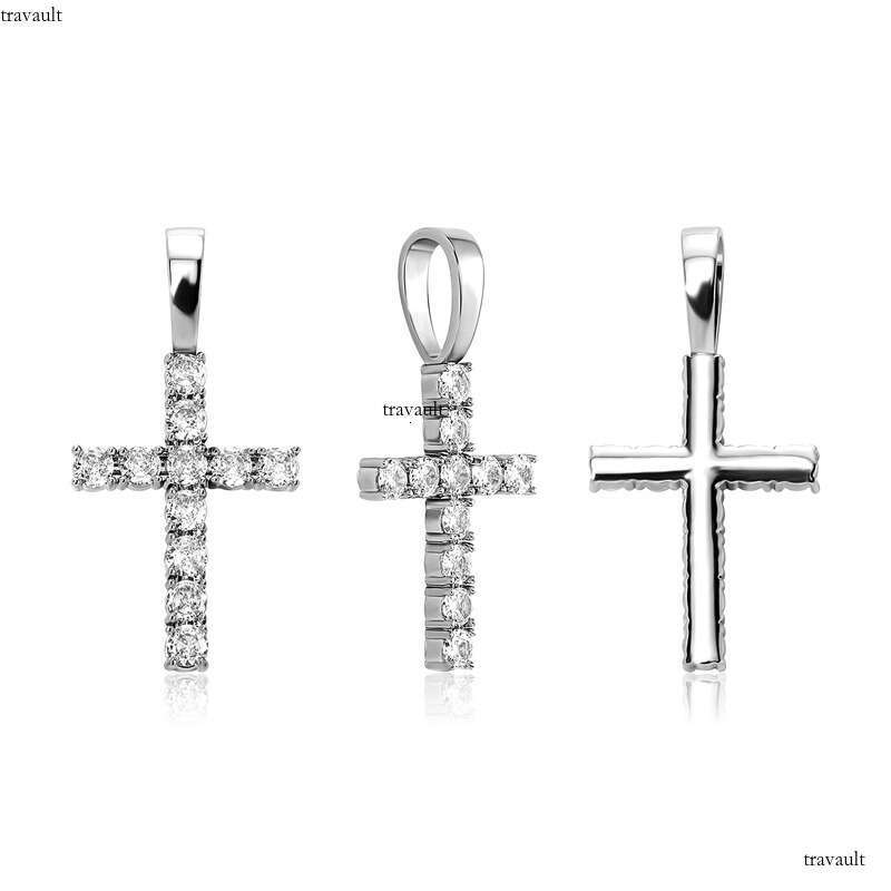 Hip Hop Color-Retaining Plated Maswei Same Style Color Dia Cross Pendant Necklace Unisex Rap Simple Accessories