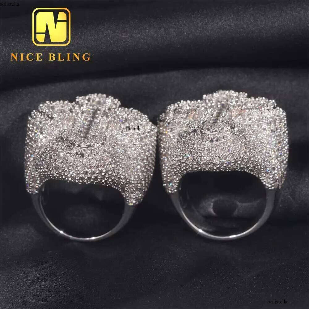 Rappers Style Tester Hip Hop Jewelry VVS Dia Iced Out Sterling Sier Cross Custom Moissanite Ring