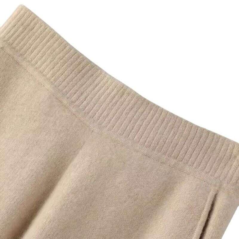 Women's Clothing Autumn And Winter Wool Knitted Loose Slim Casual Straight Wide Leg Women's Mopping Pants Small Size With Pockets