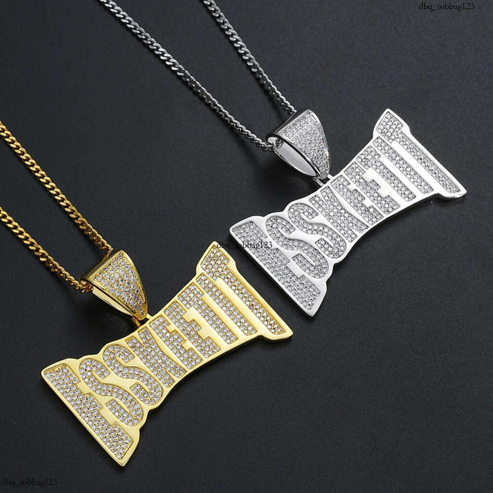 Punk Men's Pendant ESSKEETIT Letter Micro Paved Moissanite chain Trendy Hip Hop Necklace