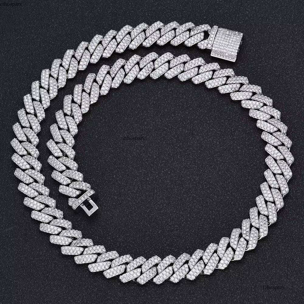NUOYA 14mm Gold Plated Iced Out Link Chain Necklace for Men Hip Hop Jewelry Customizable Dia Cuban Chains