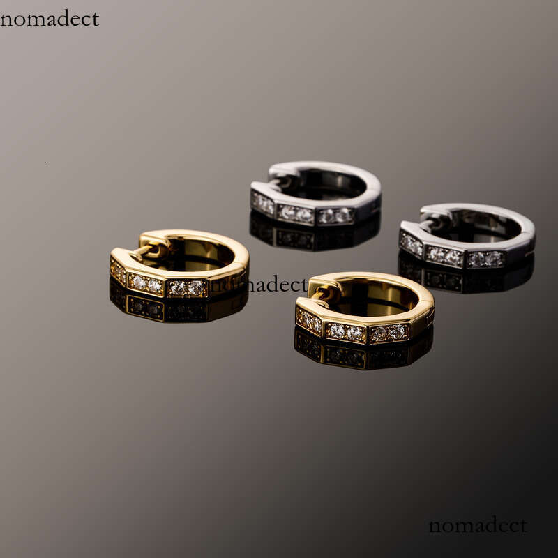 Bamboo Zircon for Women New Style Personality Internet Celebrity Versatile Minimalist Elegant Stud Hoop Earrings Buckle