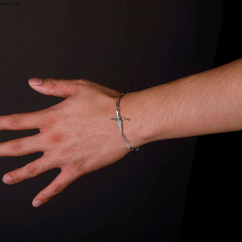 Trendy Niche Design Sterling Silver Bracelet Full Dia Dagger Style Unisex Hip-Hop Jewelry