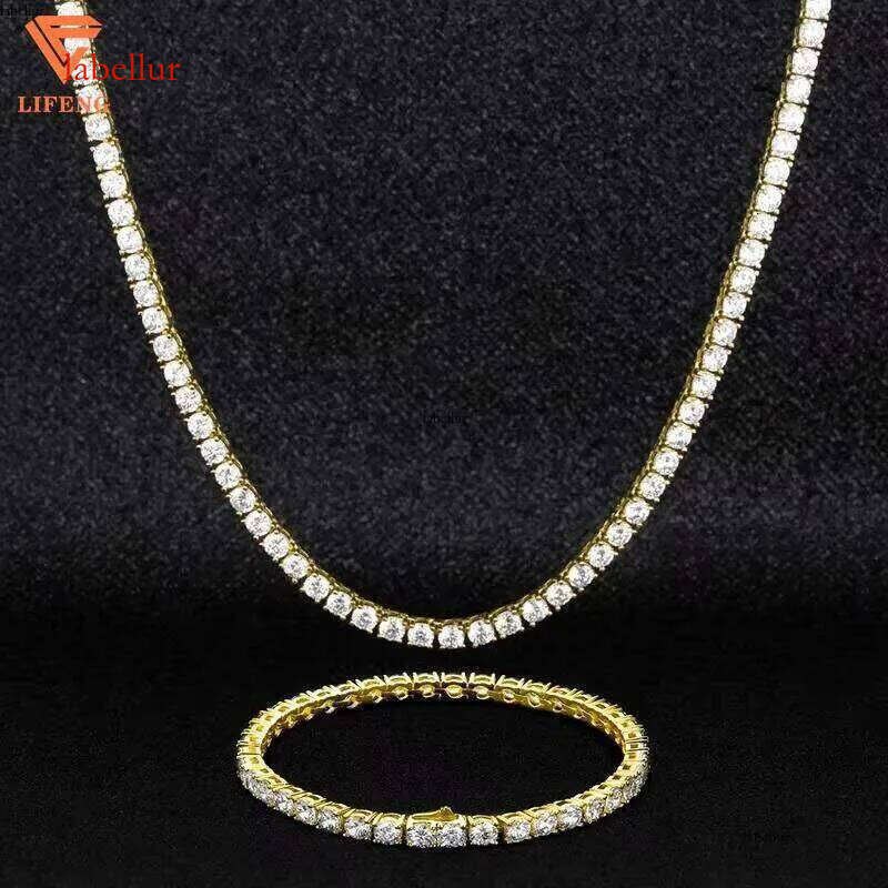 Iced Out Hip-Hop Jewelry 3Mm 4Mm 5Mm 6Mm VVS Moissanite Tennis Chain Round Brilliant Cut Sier Charm Necklace For Women