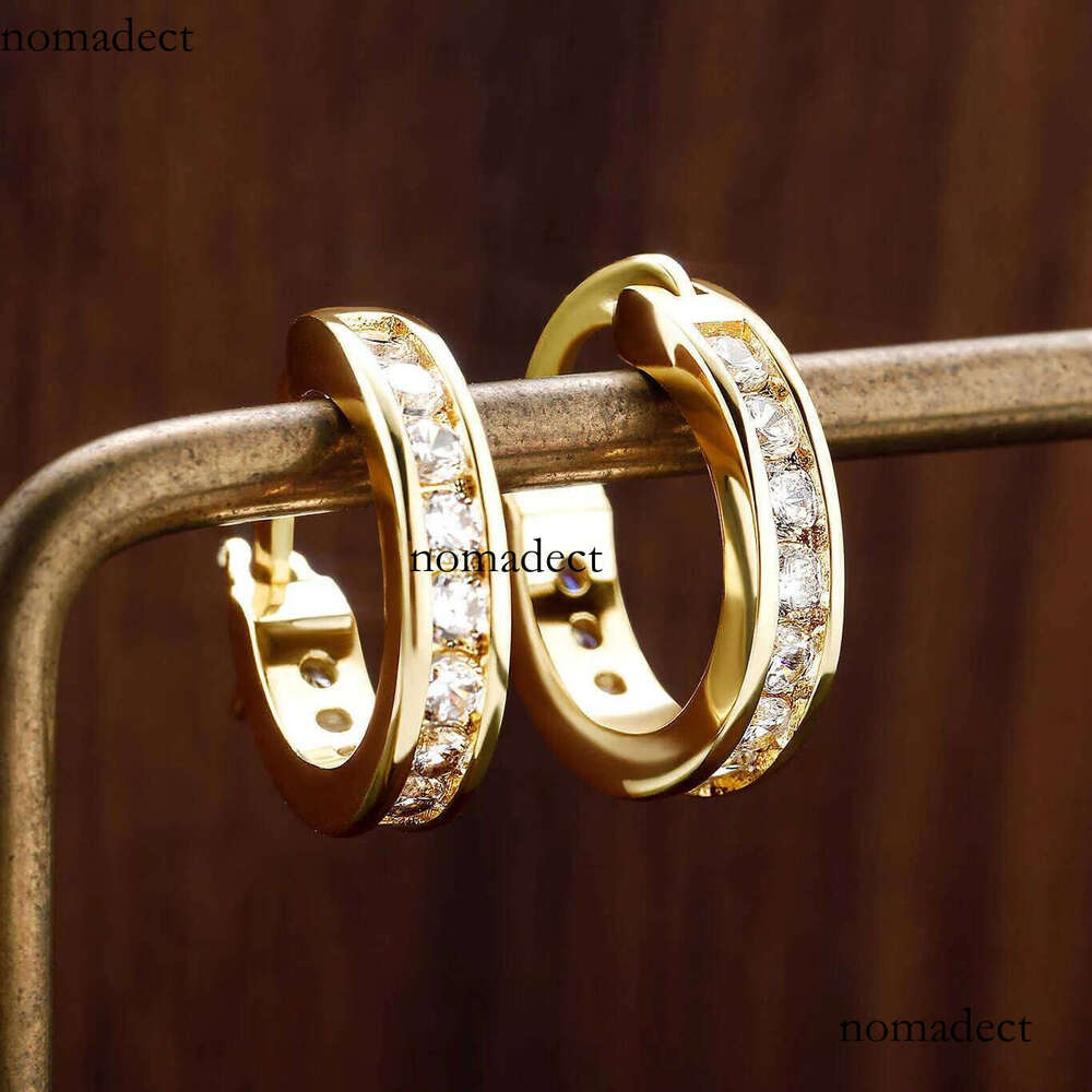 Mens Ins Trendy Ring Unisex Hip Hop Earrings Personalized Simple Dia Hie Hoop Earring Dangle Ear Rings Cute 14K Gold Bling Brincos