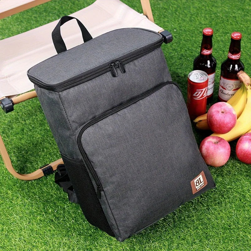 1pc Large Insulated Lunch Backpack Cooler Bag - Waterproof Oxford Fabric Rectangular Travel Beer Cooler With PEVA Lining 250804