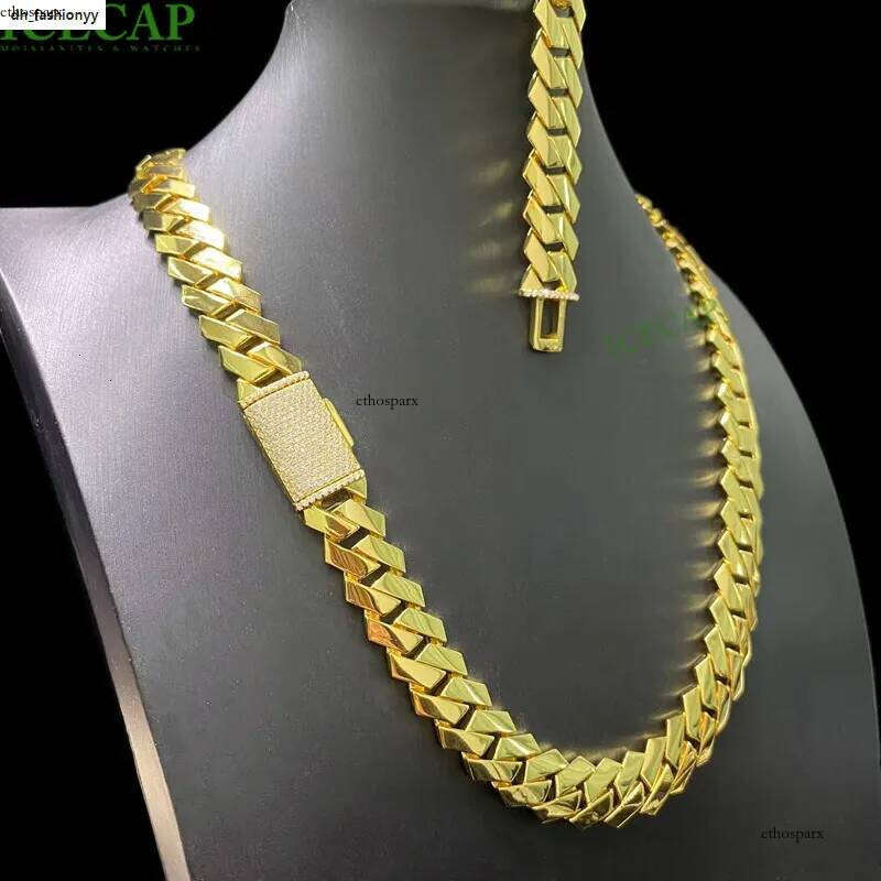 Hip Hop Iced Out Vvs Moissanite Clasp Custom 15mm S Sterling Sier Fine Jewelry Gold Plated Plain Chain Necklace