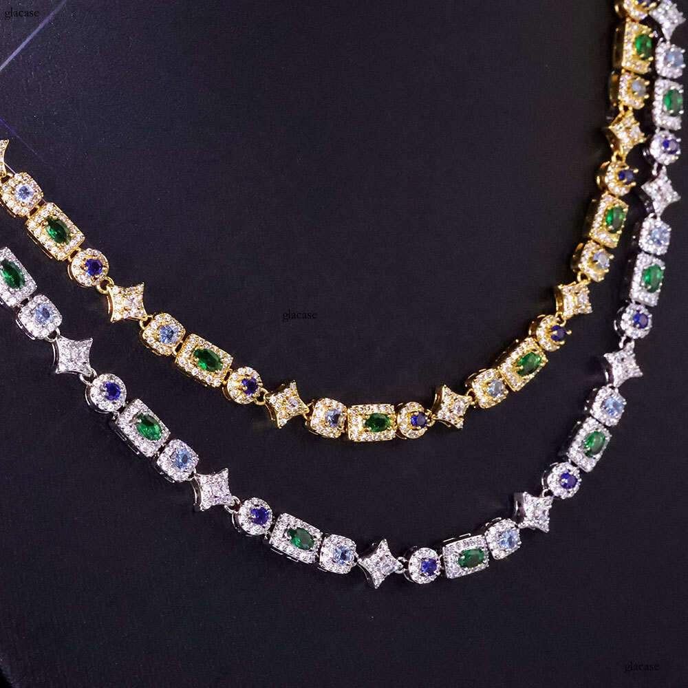 Hip Hop 6mm Geometric Colorful Jewelry Accessories Men's Moissanite chain Necklace