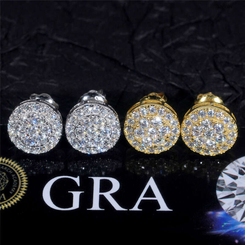 ICED OUT New Earrings Full Moissanite Sier Real Gold Plating Special