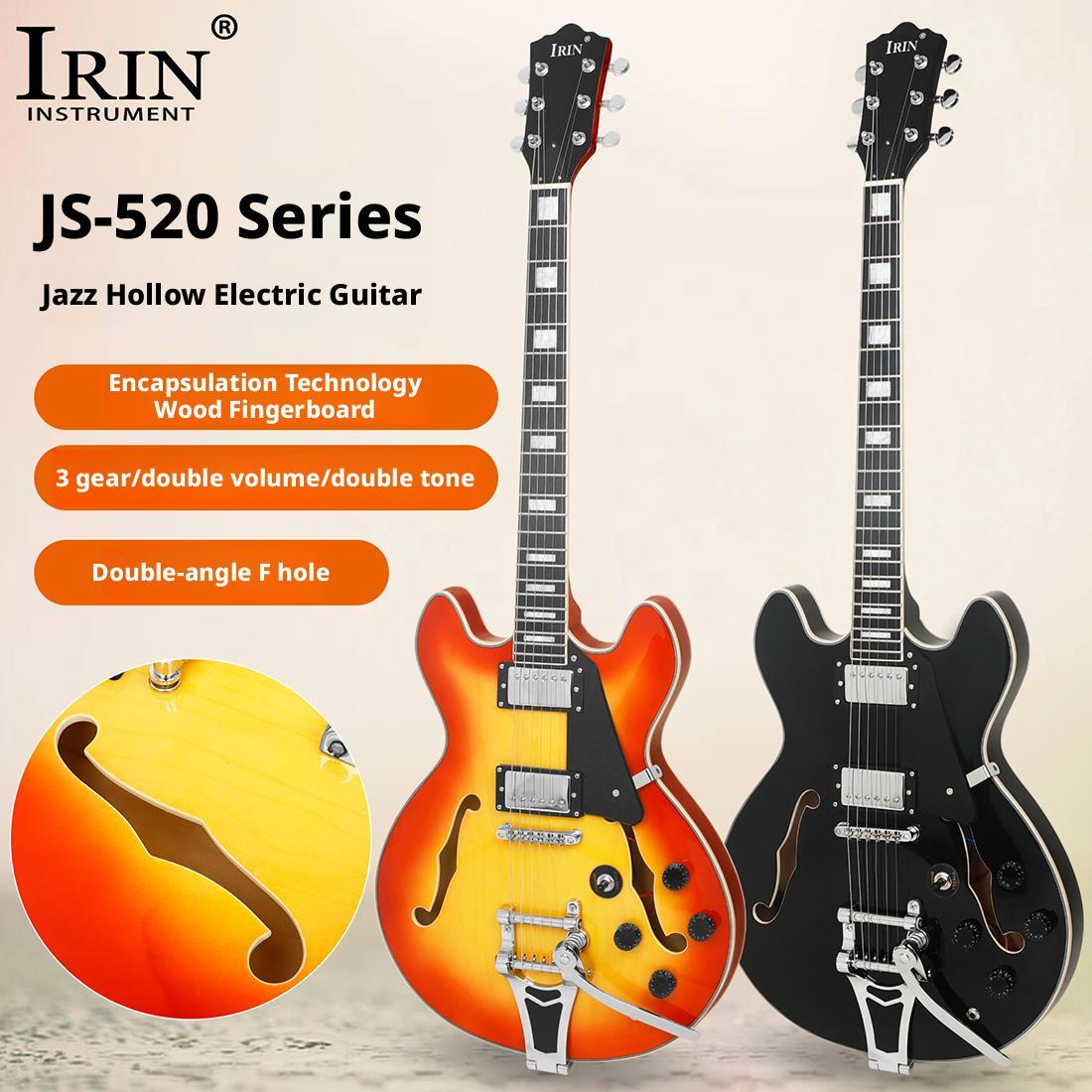 Guitar Electric IRIN JS-520 ODM OEM Classic Top Professional Ashtree Two F Hole 22 Frets 6 String Semi Hollow Body Maple Jazz Electric Guitar