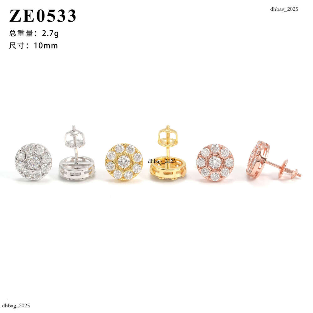 Jewelry Style Sier Moissanite Classic Round Earrings Men and Women Versatile
