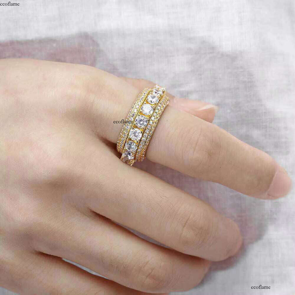 NUOYA Wholesale Iced Out Jewelry Hip Hop Ring Men Rotating Cz Gold Plated Cuban Rings