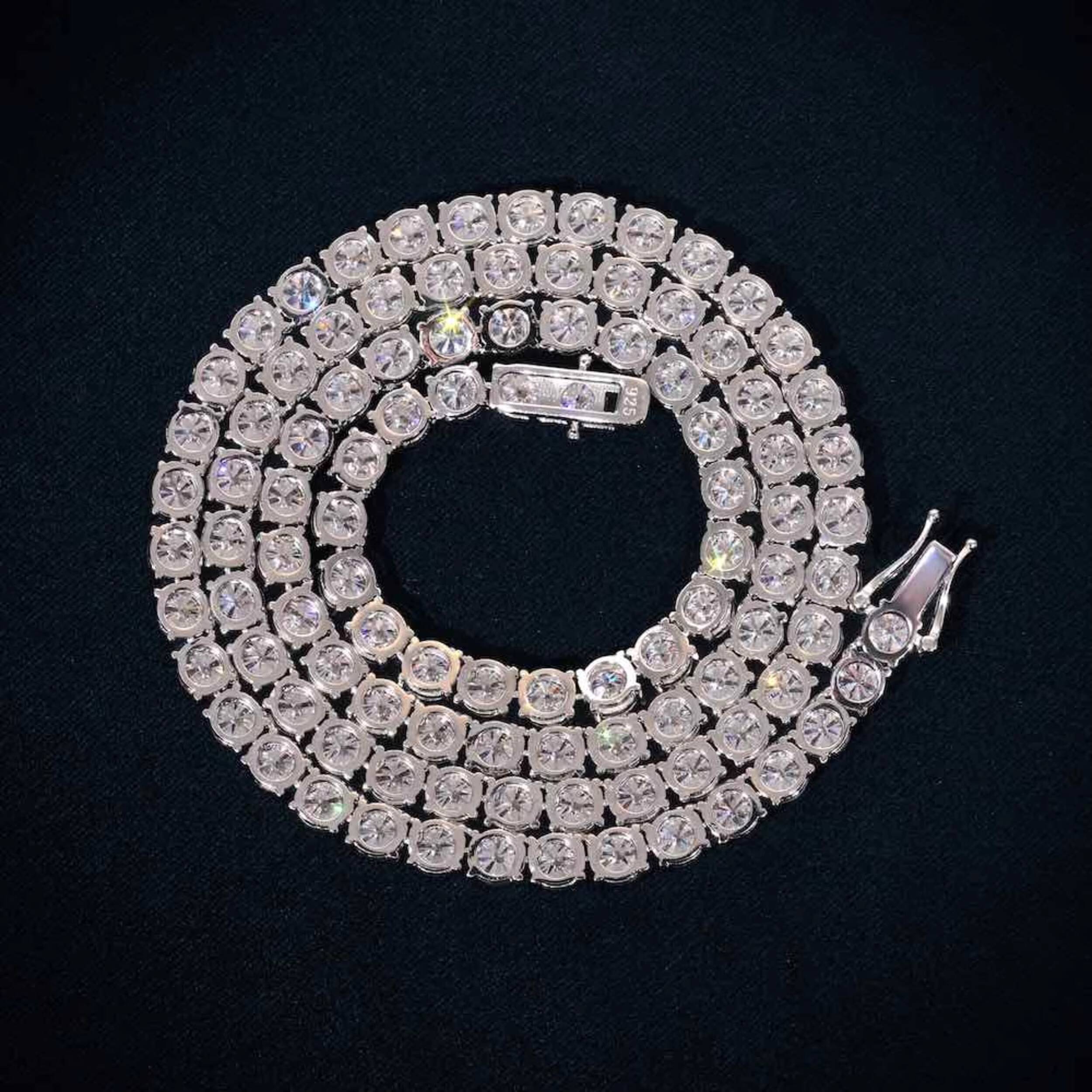 Luxury Gorgeous Moissanite Tennis Necklace 5MM Moissanite Chain 925 Sterling Silver for Men and Women Best Gift for Him Her