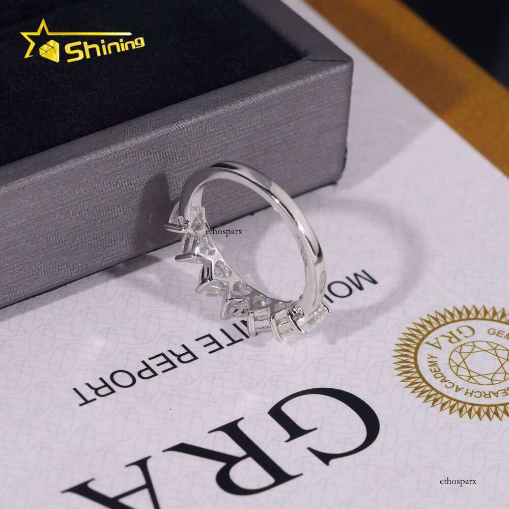 Sterling Silver Heart Shape 4mm Half Eternal Moissanite Women Ring