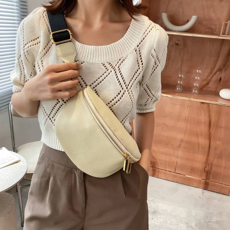 Quality Solid Colour Soft PU Leather Packs For Women Simple Design Female Fanny Pack Ladies Waist Crossbody Belt Bag