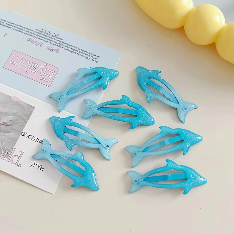 4Pcs Cute Cartoon Dolphin Hair Clip for Women Versatile Bangs BB Clip Hairpin Fashion Side Clip Girls Hair Accessories Gifts 250807