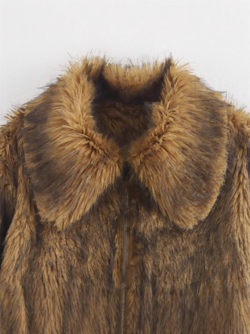 Stylish Realistic Synthetic Fur Coat Featuring Adjustable Belt Detailing Suitable As Everyday Wear