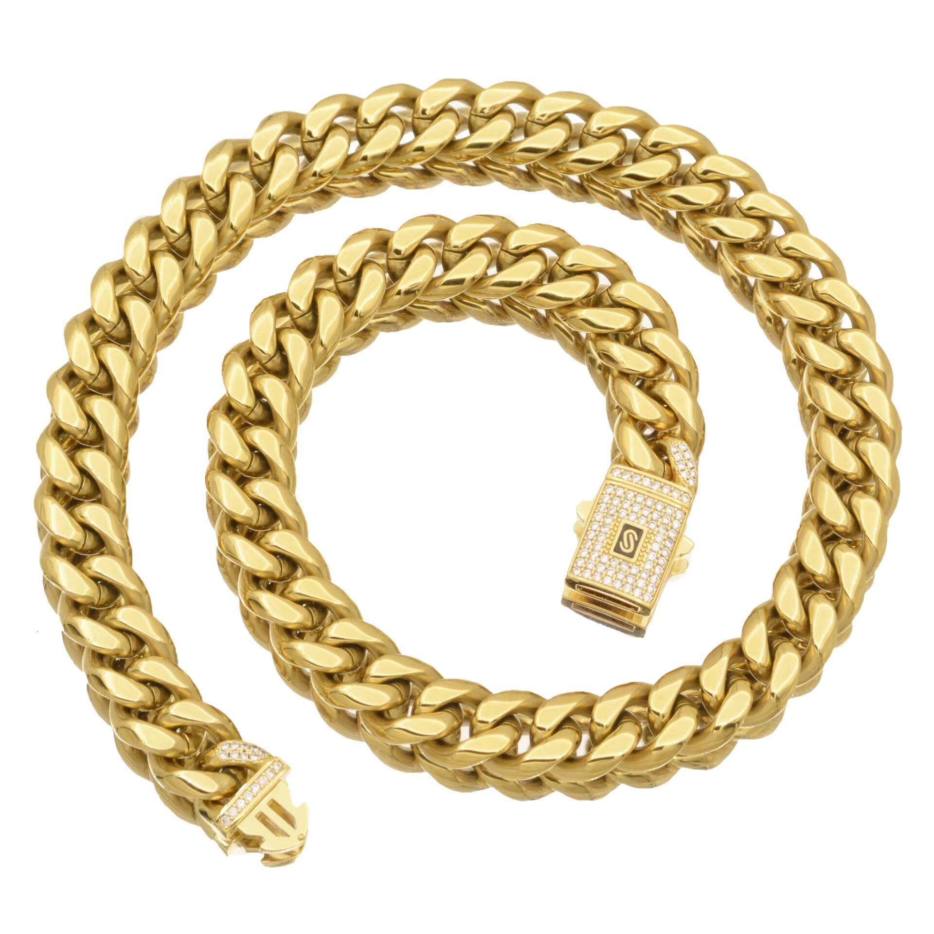 Hip Hop Jewelry for Men 6-14Mm Gold Plated Cuban Link Chains Stainless Steel Necklace with Pearl Gift Big Cuban Link Chains