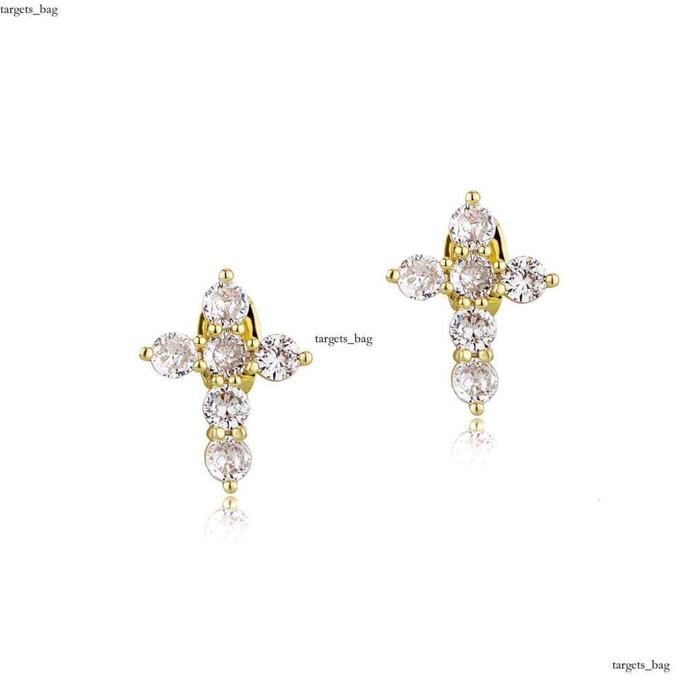 New Simple Cross Hip-Hop Zircon Earrings Jewelry Unisex