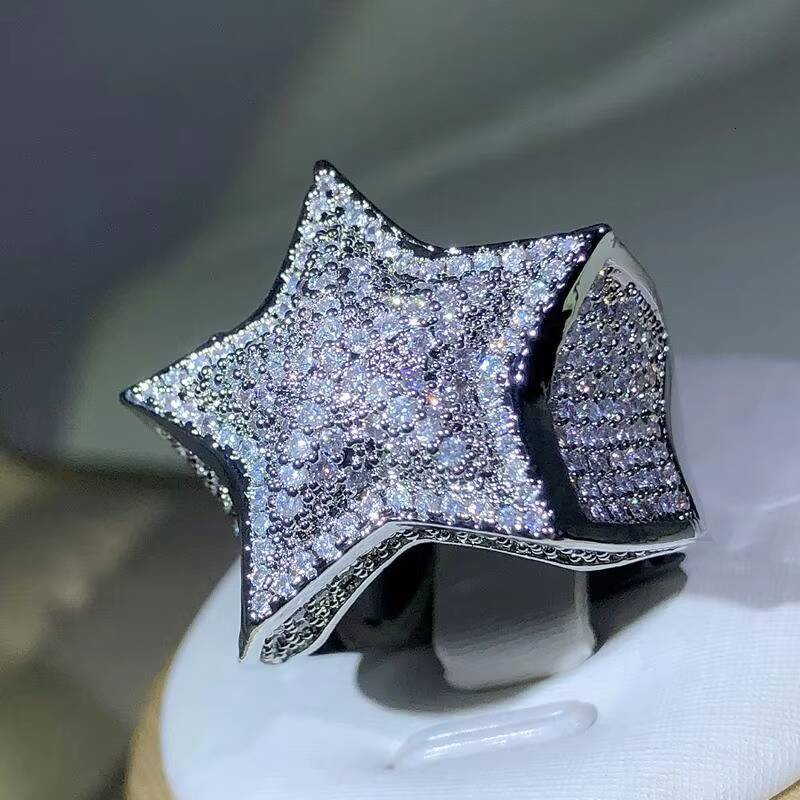 Luxury Custom Jewelry Hip Hop Vvs Moissanite Diamond Ring Bling Iced Out Initial 925 Silver Championship Ring for Mens
