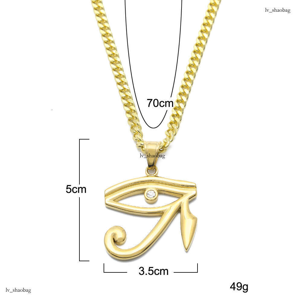 New Sterling Silver Gold Eye Pendant Hip Hop Necklace Fashion Versatile Men's Jewelry