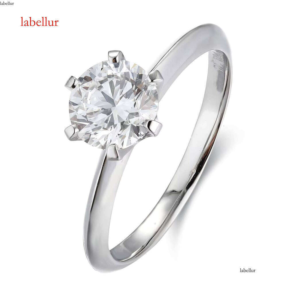 Platinum Synthetic Lab Dia Wedding Jewelry Round Cut Classic 0.5ct Engagement Rings for Women