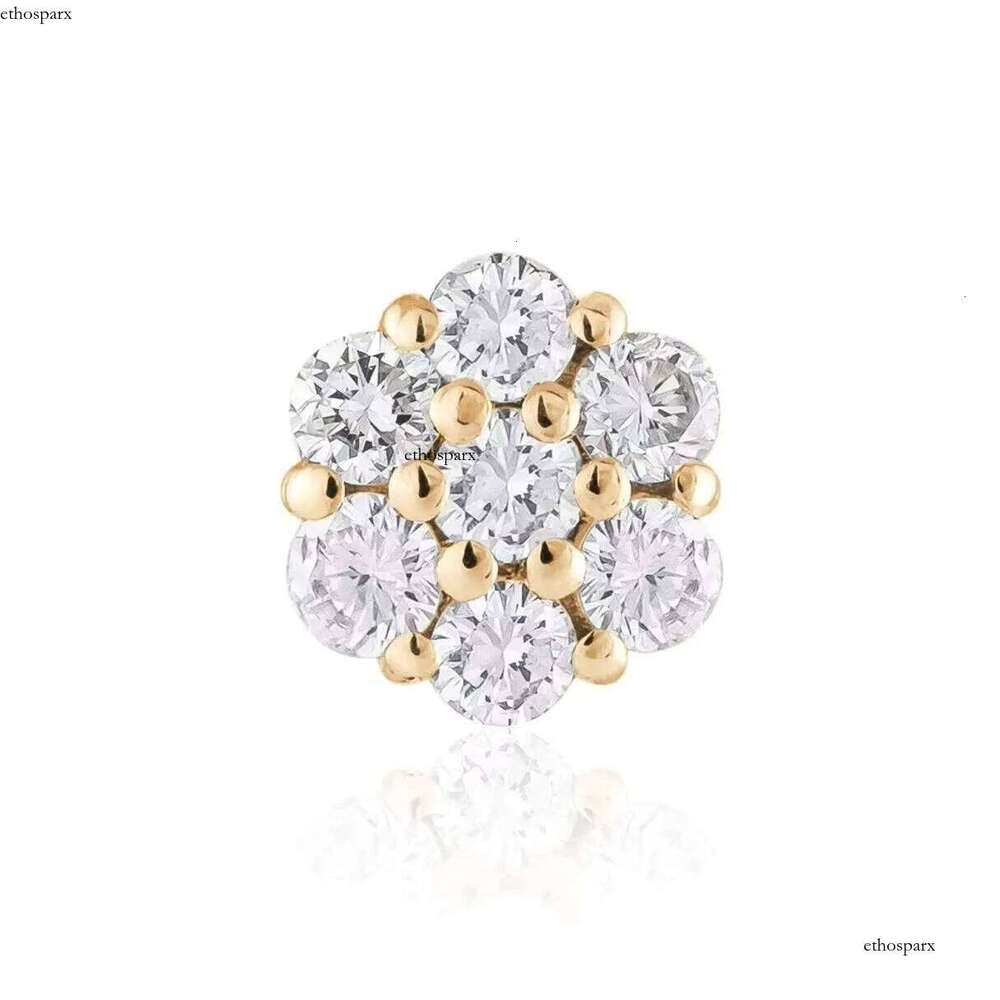 Fine Jewelry Stud 14K Gold Cluster Flower Shape VVS Iced Out Moissanite Earrings