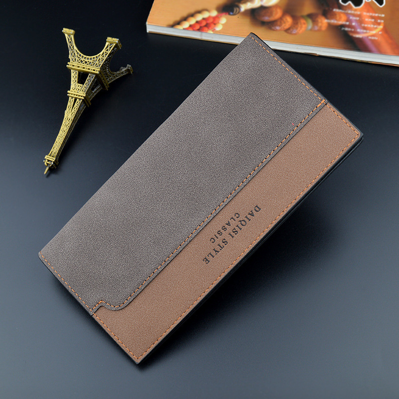 Men's Wallet Long Style Fashion Patchwork Color Luxury Bag Block Thin Soft Leather Wallet For Young Men Designer Bag With Multiple Card Slots Sui