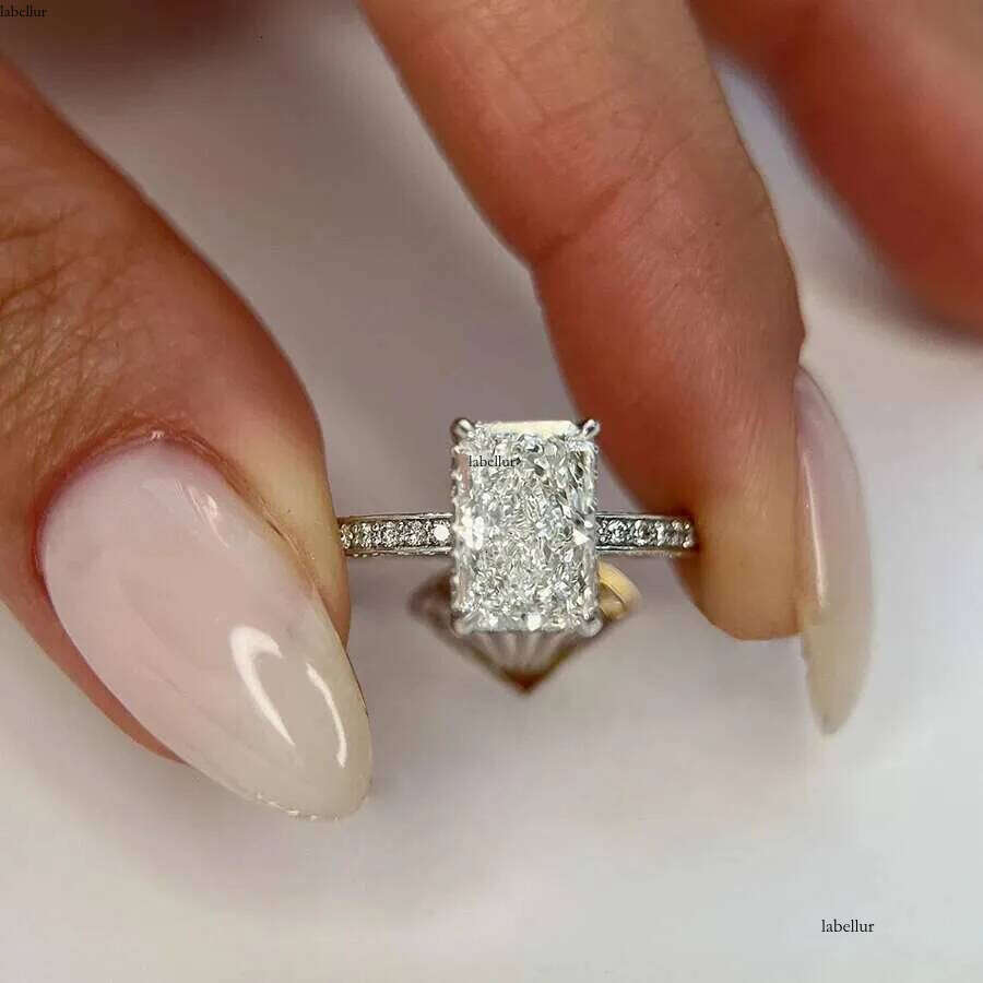 14K White Gold Radiant Cut Grown 2 Carat DEF VS CVD HPHT Lab Dia Engagement Ring Halo Rings IGI