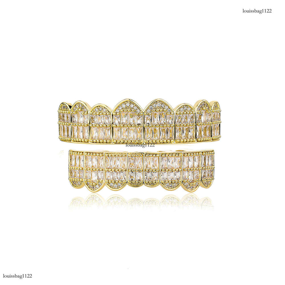 Super Shiny Fire Color Full Square Dia Hip-Hop Style Teeth Jewelry Grillz