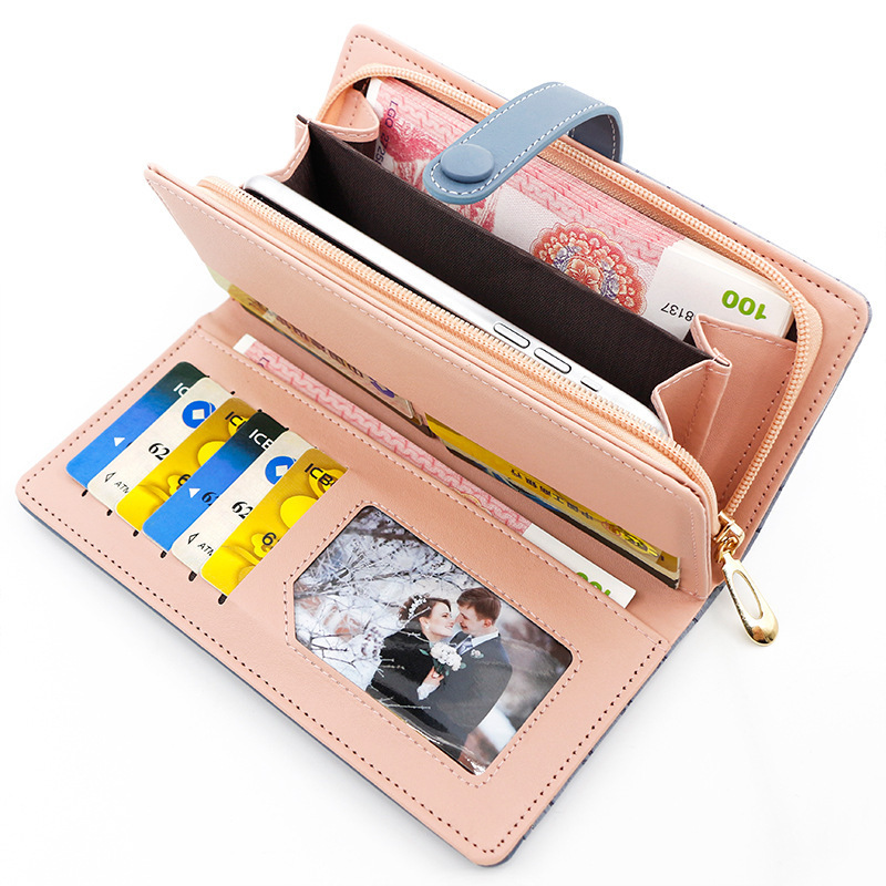 Personalized Women's Luxury Bag Long Wallet Zipper Buckle Solid Color Wallet Stone Pattern Card Holder Clutch Coin Purse