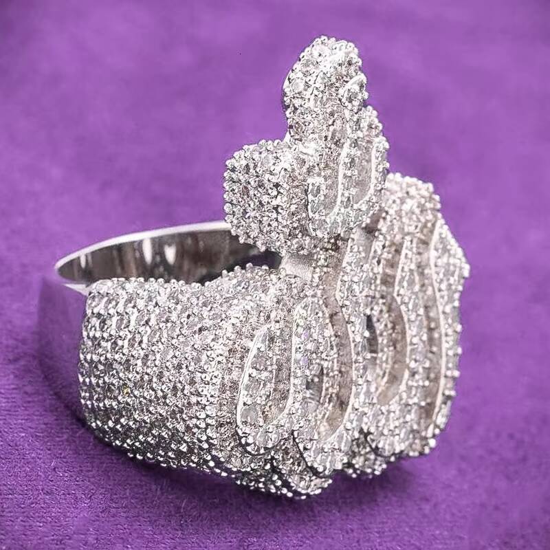 Pass Diamond Tester Hip Hop D Color VVS Bling Moissanite Cluster Allah Ring With 925 Sterling Silver GRA Women Men