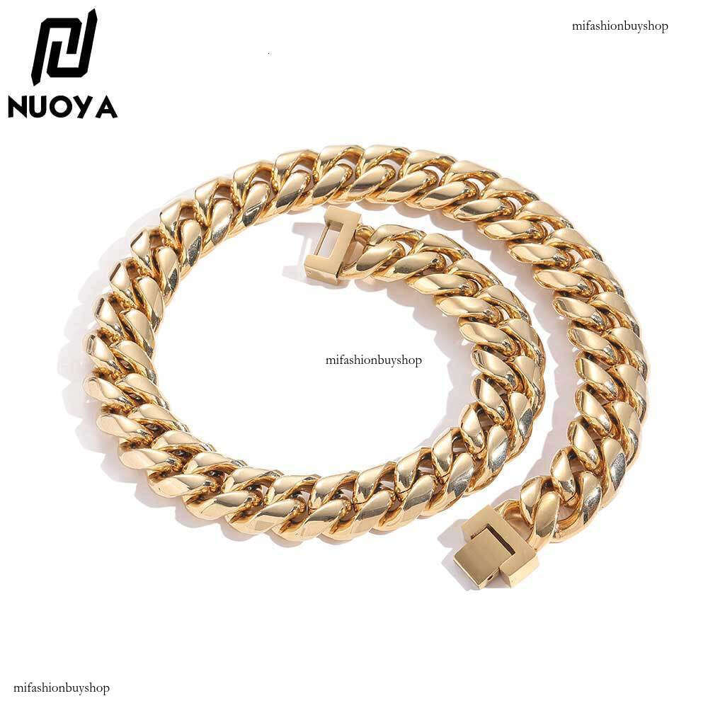 Hip Hop Jewelry Clasp Stainless Round Polished Encrypted Cuban Chain Titanium Steel Men's Necklace Accessories