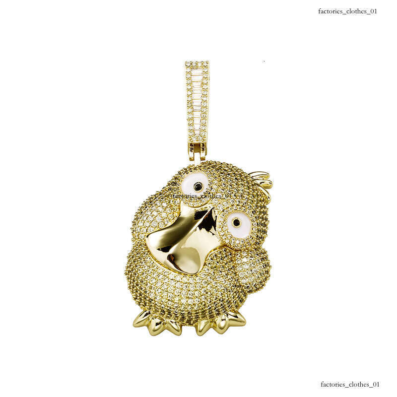 New Animal Psyduck Pendant Micro Paved Moissanite chain Hip Hop Necklace Accessory