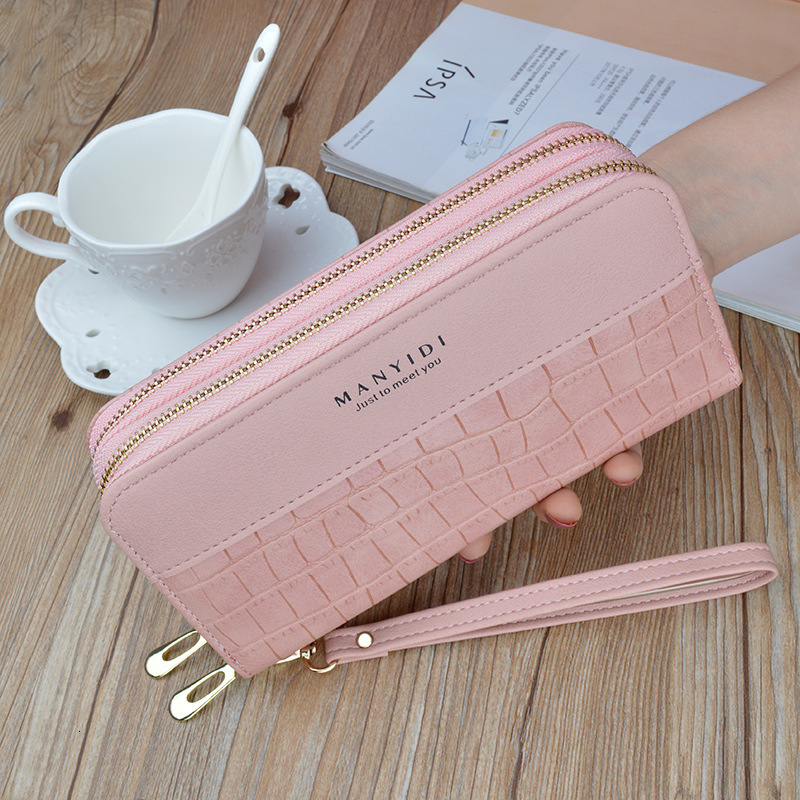 New Women's Wallet Long Double Zipper Phone Bag Luxury Bag Fashion Designer Bag Crocodile Pattern Large Capacity Mom Double Layer Clutch