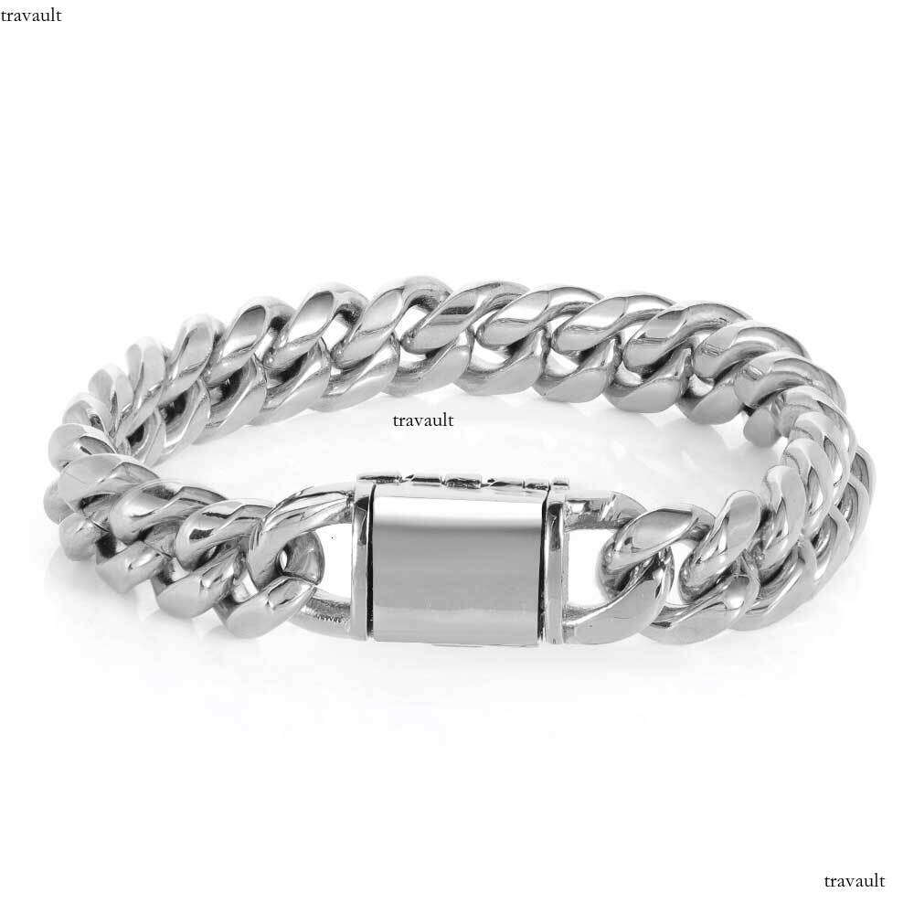 Hip-Hop Flip Clasp Stainless Miami Cuban Trendy Brand Personality Gold Men's Titanium Steel Bracelet