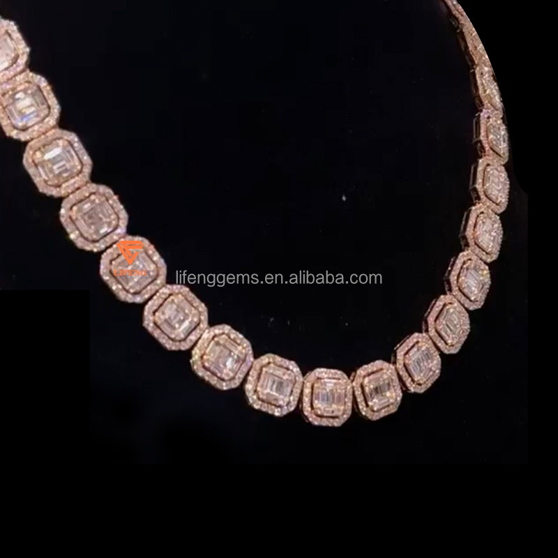 Lifeng Luxury Mens 925 Silver Hip Hop Candy Chain VVS Moissanite Ice Necklace With Diamond for Engagement Punk Style