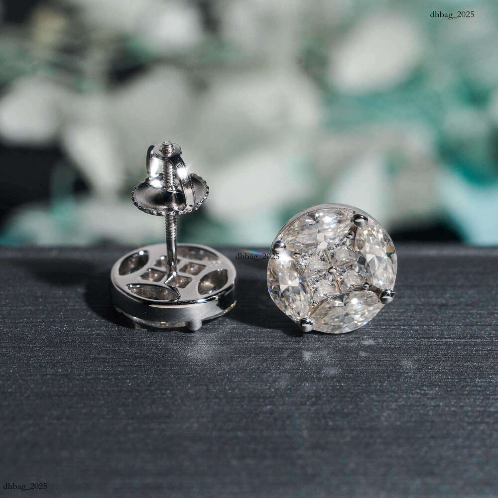 Jewelry Style Sier Moissanite Classic Round Earrings Men and Women Versatile