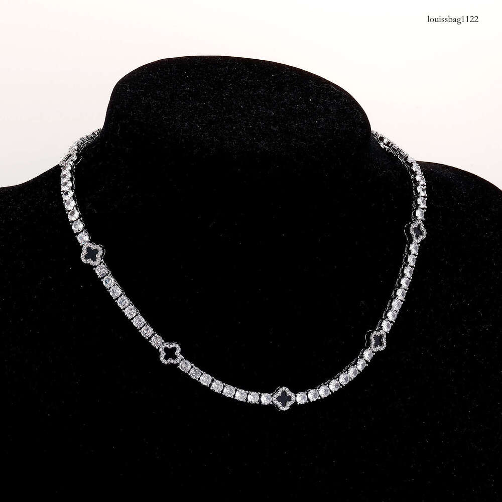 Clover Moissanite chain Bracelet Tennis Necklace for Women Exquisite High-end Clavicle Chain