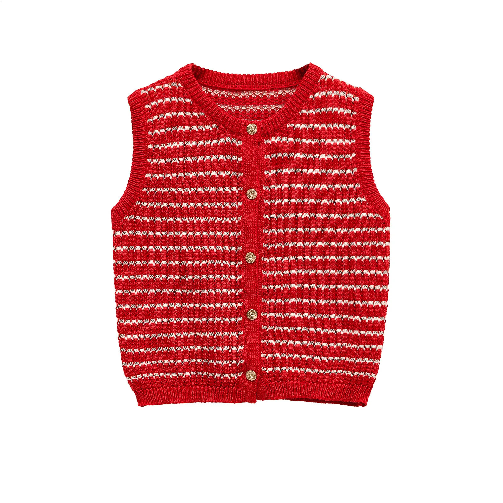 TRAFSHE Vintage Summer Womens Waistcoat Thin Stripes Hollow Knitted Sleeveless Single Breasted Slim Vest Crop Top Y2K 5039361 250809