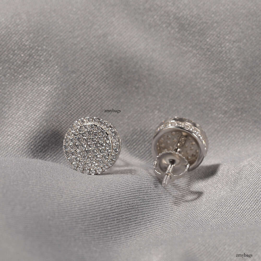 Hip-Hop Hot-Selling Sier Zircon Earrings Round Street Style Unisex Simple Jewelry
