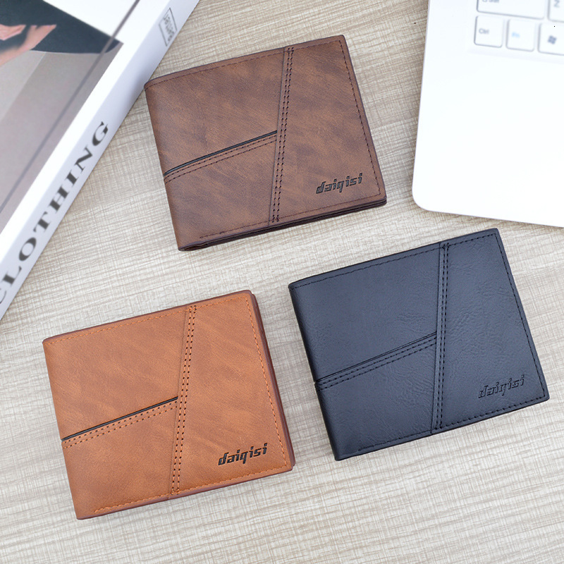 New Men's Wallet Short Wallet Luxury Bag Multi-card Slots Fashion Casual Money Designer Bag Clip For Young Men Thin Spliced Soft Leather Wallet