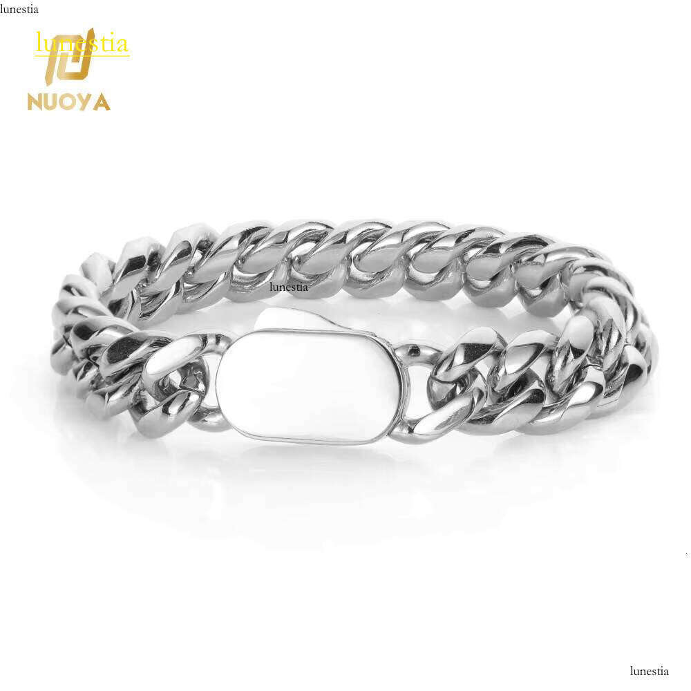 Nuoya 10mm Hip Hop Stainless Steel Chain Miami Cuban Link Bracelet for Men Gold Plated Men's Jewelry Fine Bracelets