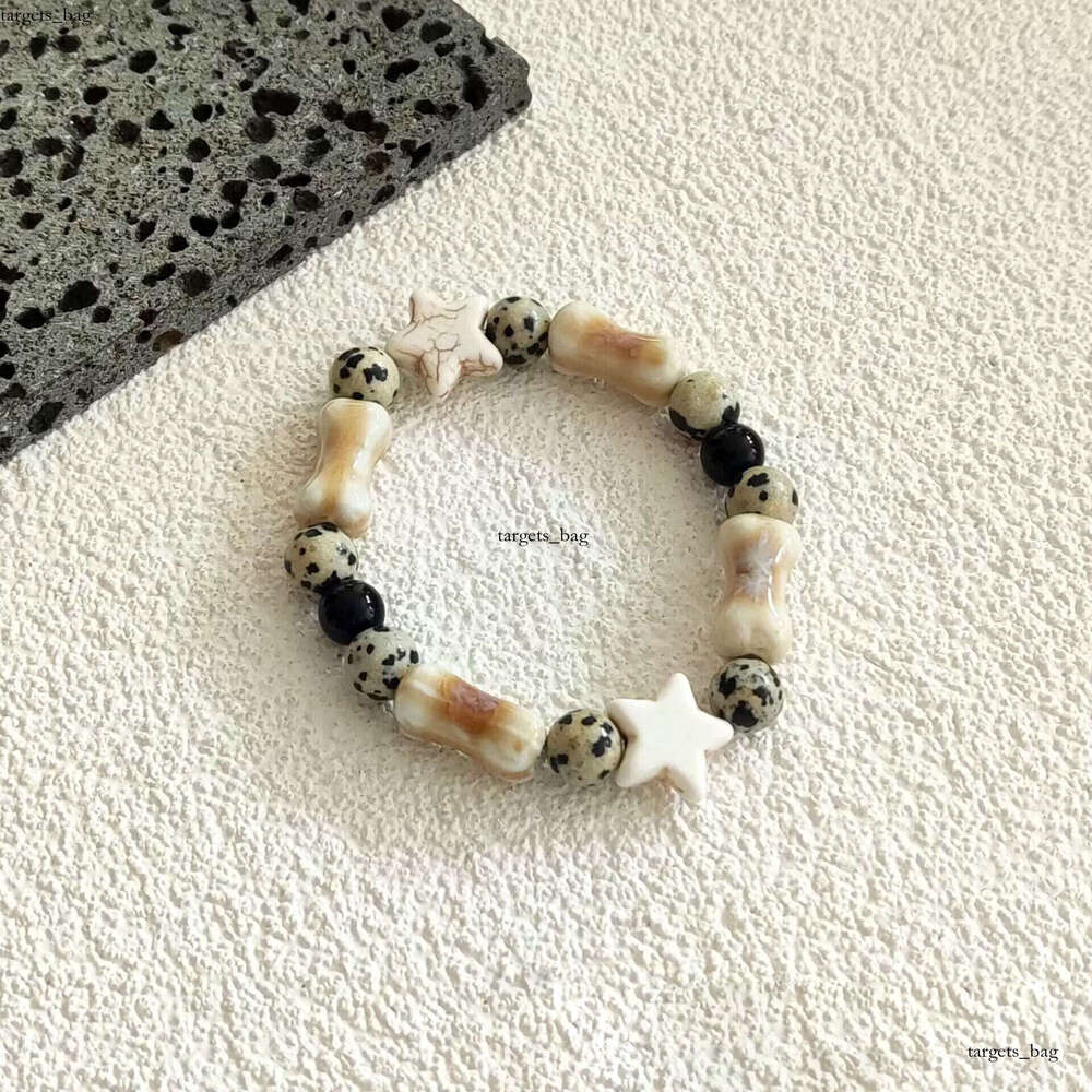 National New Chinese Handmade Woven Dog Bone Ceramic Bracelet for Women Ethnic Style Couple Niche Hand Jewelry